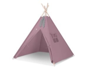 Cort teepee pentru copii + pene decorative - violet pastel
