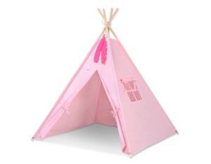 Cort Teepee pentru copii + pene decorative - roz