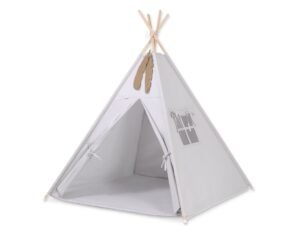 Cort Teepee pentru copii + pene decorative - gri
