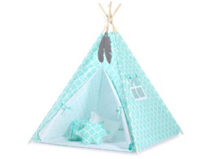 Cort Teepee pentru copii + pene decorative - Marocco mint