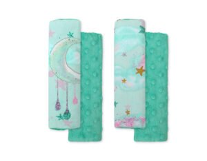 Pernuțe duble față BOBONO pentru centuri de siguranță - moons mint