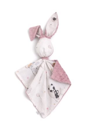 DOUDOU Cuddly bunny bumbac cu două fețe și minky - Baloane - roz închis
