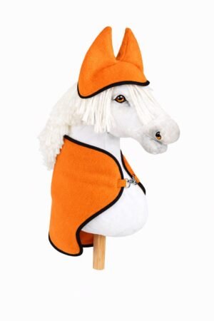 Set pentru Hobby Horse A3: Pătură din fleece + căști de urechi - portocaliu neon