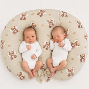 Pernă de alăptare pentru gemeni, pernă croissantă pentru alăptare, detașabilă, hrănire fără mâini - teddy love