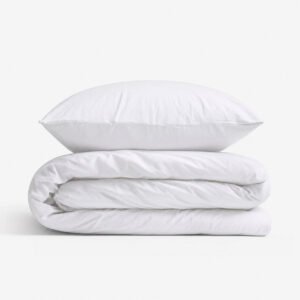 Set de lenjerie de pat pentru copii din bumbac: 2 piese față de pernă 60x40 cm și husă de pilotă 135x100 cm - alb