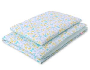 Set de lenjerie de pat pentru bebeluși din bumbac de 2 bucăți 120x90 cm - fluturi albaștri