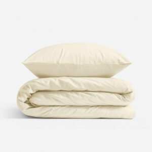 Set de lenjerie de pat pentru copii din bumbac, 2 piese, față de pernă 60x40 cm și husă de pilotă 120x90 cm - crem