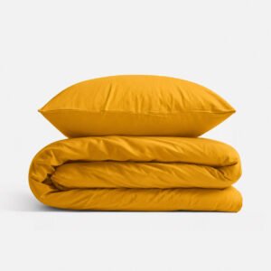 Set de lenjerie de pat pentru copii din bumbac, 2 piese, față de pernă 60x40 cm și husă de pilotă 120x90 cm - galben miere