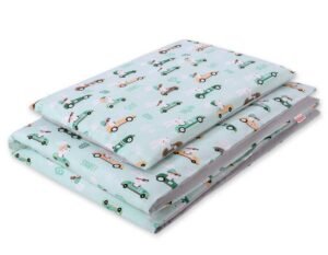 Set de așternut pentru bebeluși din bumbac de 2 bucăți 120x90 cm - iepuri mentă