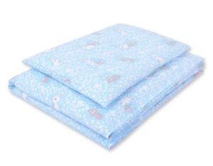 Set de așternut pentru bebeluși din bumbac 2 bucăți 135x100 cm - iepuri albaștri