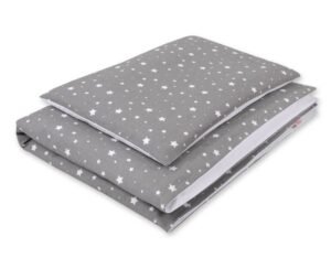 Set de lenjerie de pat pentru bebeluși din bumbac 2 bucăți 120x90 cm - mini stele alb/alb