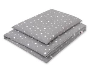 Set de lenjerie de pat pentru bebeluși din bumbac de 2 piese 135x100 - mini stele albe