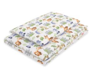Set de lenjerie de pat pentru bebeluși din bumbac 2 bucăți 135x100 cm - Forest Adventure