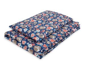 Set de așternut pentru bebeluși din bumbac 2 bucăți 120x90 cm - familia de vulpi pe albastru