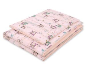 Set de lenjerie de pat pentru bebeluși din bumbac de 2 bucăți 135x100 cm - cremă pentru bufnițe