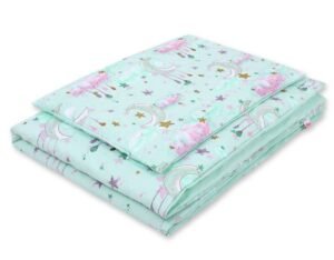 Set de lenjerie de pat pentru bebeluși din bumbac de 2 bucăți 120x90 cm - moons mint