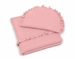 Plapumă și pernă plată MUSLIN cu volane - set de 2 bucăți - roz