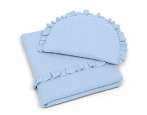 Plapumă și pernă plată MUSLIN cu volane - set de 2 bucăți - albastru