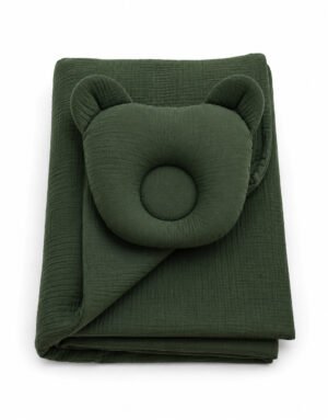 Plapumă cu pernă Teddy MUSLIN - set de 2 bucăți - verde pădure