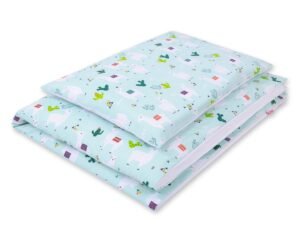 Set de lenjerie de pat pentru bebeluși din bumbac de 2 bucăți 120x90 cm - lama mentă/alb