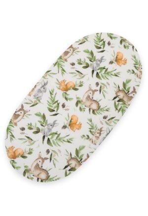 Cearșaf din bumbac pentru cărucioare, saltea Moses basket 75x35 cm - Woodland Green