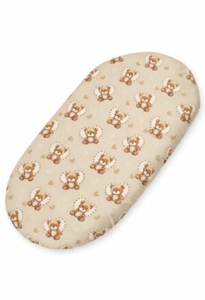 Cearșaf din bumbac pentru cărucioare, saltea coș Moses 75x35 cm - Teddy love