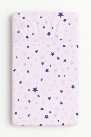 Cearșaf din bumbac 140x70cm - stele roz-bleumarin