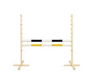 Obstacol de sărituri pentru Hobby Horse 120cm, cu două grinzi negre și galbene