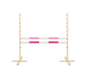 Obstacol de sărituri pentru Hobby Horse 120cm, cu două grinzi - roz deschis și roz