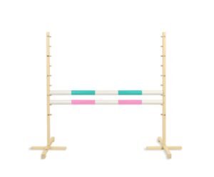 Obstacol de sărituri pentru Hobby Horse 120cm, cu două grinzi - mint și roz deschis