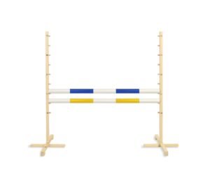 Obstacol de sărituri pentru Hobby Horse 120cm, cu două grinzi - albastru și galben