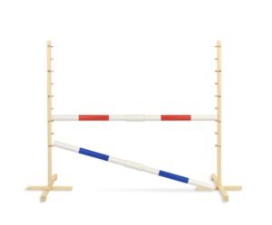 Obstacol de sărituri pentru Hobby Horse 160 cm, h-120 cm, cu două bare roșii și albastre