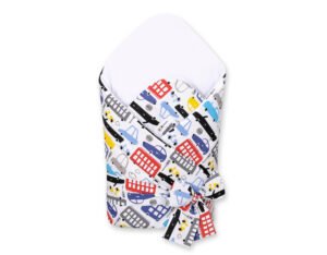 Cuibul de bebeluș 2in1 cu rigidizare cu fundă - mașini colorate