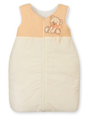 Sac de dormit din bumbac pentru copii, mărimea M, 6-12 luni, TOG 2.5, all-season, Bear cu bow peach