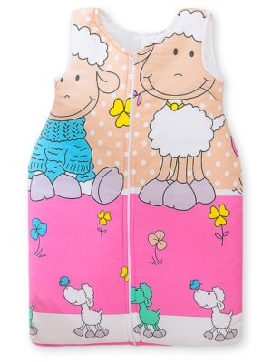 Sac de dormit din bumbac pentru copii, mărimea M, 6-12 luni, TOG 2.5, toate anotimpurile, roz-bej Sheeps