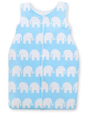Sac de dormit din bumbac pentru copii, mărimea M, 6-12 luni, TOG 2.5, toate anotimpurile, Elephants blau