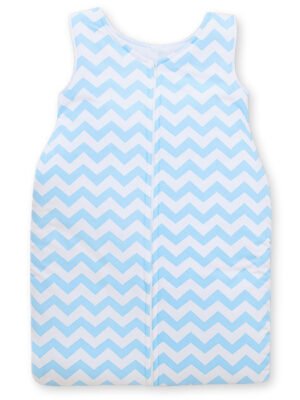 Sac de dormit din bumbac pentru copii, mărimea M, 6-12 luni, TOG 2.5, toate anotimpurile, Chevron Zigzag albastru