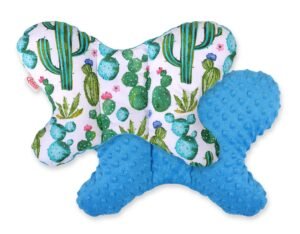 Pernă anti-șoc cu două fețe "BUTTERFLY" - cactus/turcoaz
