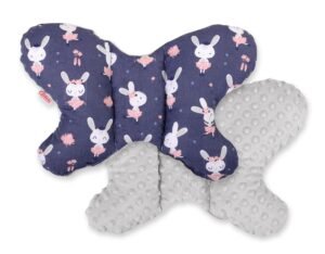 Pernă anti-șoc dublu "BUTTERFLY" - iepuri bleumarin / gri