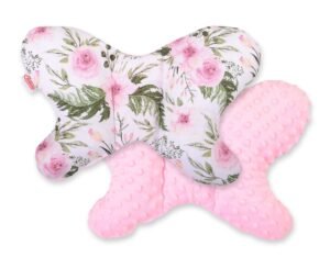 Pernă anti-șoc cu două fețe "BUTTERFLY" - roz/roz flor de bujor, roz