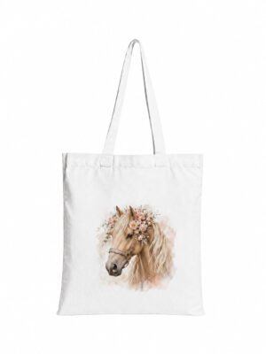 Geantă din bumbac cu imprimeu de cal Palomino – 38 × 42 cm